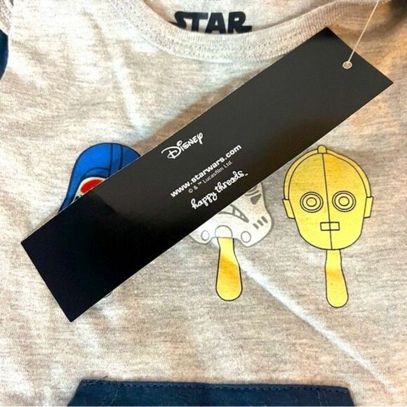 Star Wars Baby Bodysuit & Romper 2pc Set 6-9M Adorable by Happy Threads New! - Picture 9 of 12